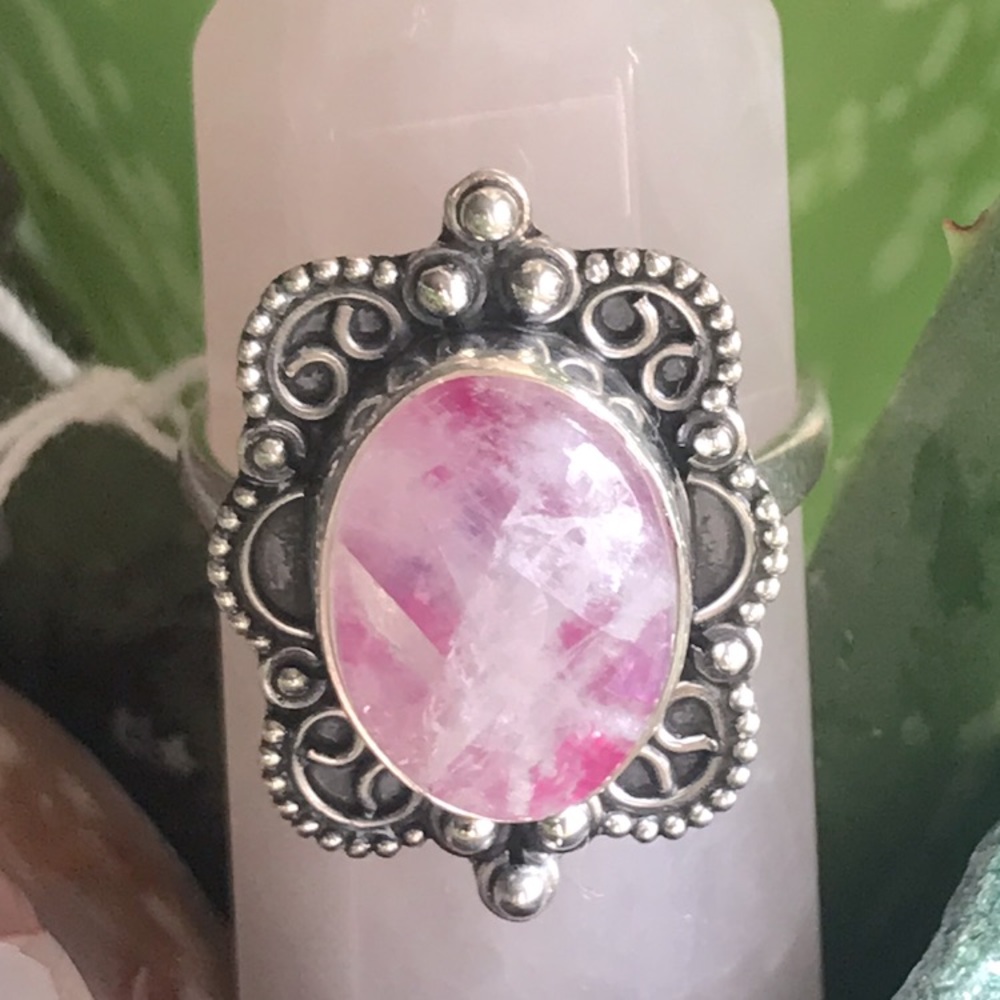 Pink Moonstone vintage ring